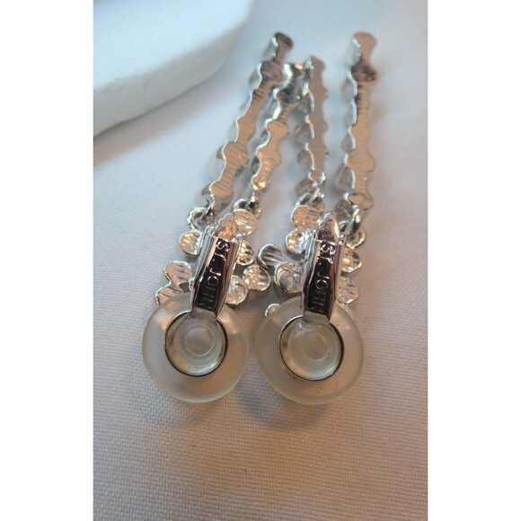 SET VTG ST. JOHN Silver Swarovski Crystal Choker Necklace Earrings  2000 Bridal - Picture 7 of 11